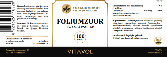 Foliumzuur (vitamine B11) 400mcg